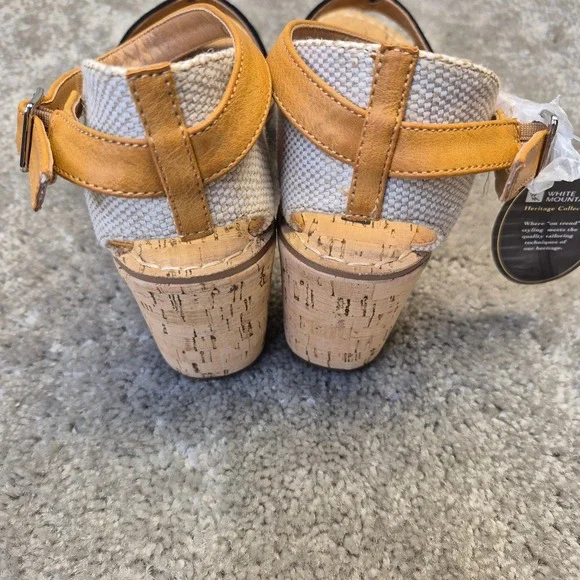 White Mountain Sarabella Black Cork Wedge Platform Sandals W30589 Womens 9M NEW - Picture 6 of 11